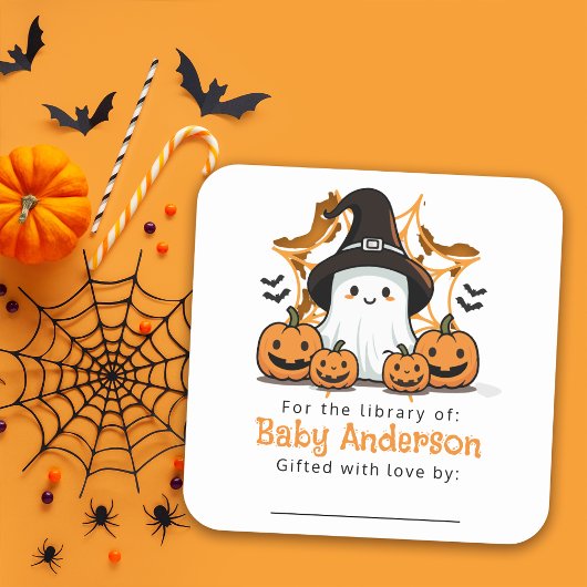 Leuke Ghost Baby shower Bookplate Vierkante Sticker
