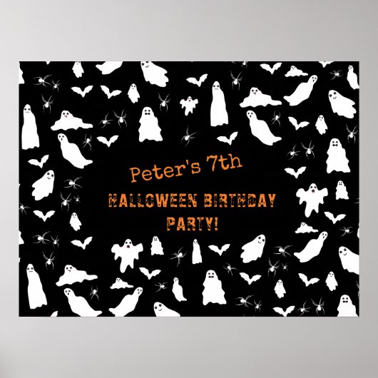 Leuke Ghost, Bats & Spiders Halloween Verjaardag Poster (Voorkant)