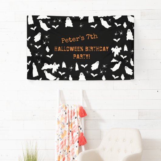 Leuke Ghost, Bats & Spiders Halloween Verjaardag Spandoek (Insitu)
