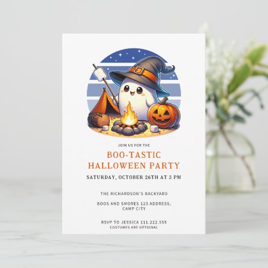 Leuke Ghost Boo-Tastic Halloween Party Kaart (Staand voorkant)