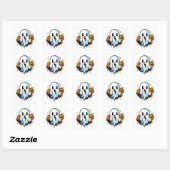 Leuke Ghost en Happy Pumpkins Vierkante Sticker (Vel)