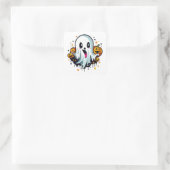 Leuke Ghost en Happy Pumpkins Vierkante Sticker (Tas)