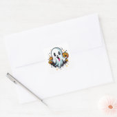 Leuke Ghost en Happy Pumpkins Vierkante Sticker (Envelop)