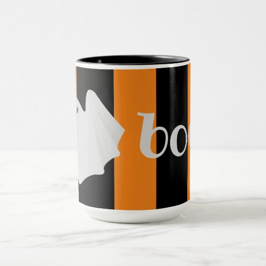 Leuke Ghost Halloween Sinaasappel en Black Stripes Mok (Midden)