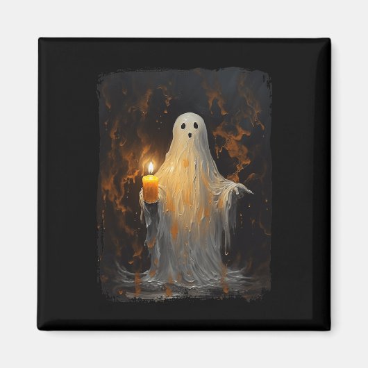 Leuke Ghost Holding Kaars Grappig Halloween Gothic Magneet (Voorkant)