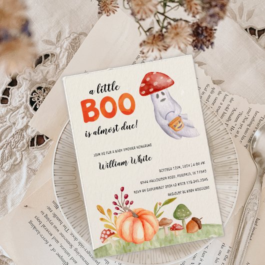 Leuke Ghost Mushroom Halloween Herfst Baby shower Kaart