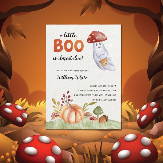 Leuke Ghost Mushroom Halloween Herfst Baby shower Kaart