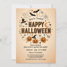 Leuke Ghost & Pompoen Halloween Party Uitnodiging