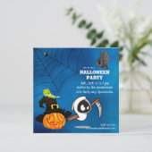 Leuke Ghost Reaper en Jack-o-lantaarn Halloween Kaart (Staand voorkant)