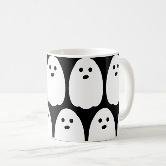 Leuke Ghost Zwart en Wit Koffiemok (Voorkant rechts)