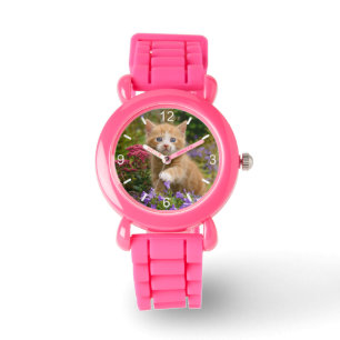 Leuke Ginger Cat Kitten in Tuin meisjes wijzerplaa Horloge