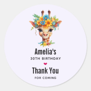 Leuke Giraffe met Floral Crown Party Dank u Ronde Sticker