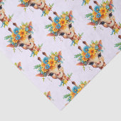 Leuke Giraffe met Floral Crown Patterned Tissuepapier (Detail)