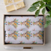 Leuke Giraffe met Floral Crown Patterned Tissuepapier (Geschenk)