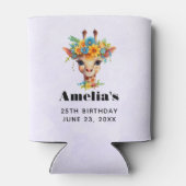 Leuke Giraffe met Floral Crown Verjaardag Blikjeskoeler (Achterkant)