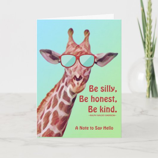 Leuke Giraffe Motivatie worden Gekke Emerson Quote Kaart (Voorkant)
