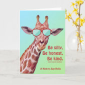 Leuke Giraffe Motivatie worden Gekke Emerson Quote Kaart (Gele Bloem)