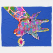 Leuke Giraffe Pop Kunst met Bloem Fleece Deken (Voorkant (Horizontaal))