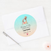 Leuke Giraffe Waterverf Moeder & Baby Candle Soap Ronde Sticker (Envelop)