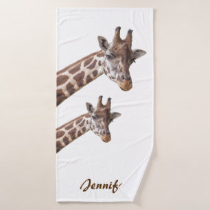Leuke Giraffes Gepersonaliseerde Naam Bad Handdoek