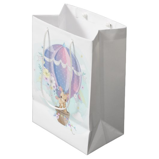 Leuke Giraffes in Hete Luchtballon Baby shower Medium Cadeauzakje (Voorkant Gekanteld)