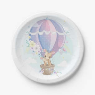 Leuke Giraffes in Hete Luchtballon Baby shower Papieren Bordje