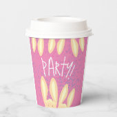 Leuke Girly Bunny Ears Pastel Geel en Roze Pasen Papieren Bekers (Achterkant)