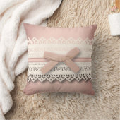 Leuke girly chique witte kant stoffig roos roze bo kussen (Deken)