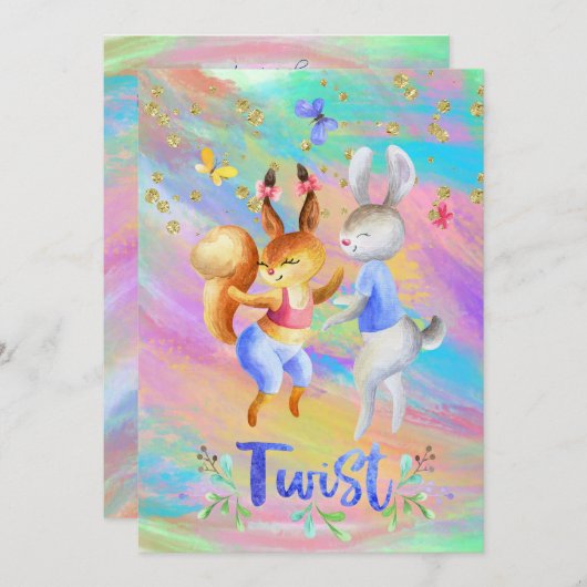 Leuke Girly Forest Dieren Ballroom Dansen Kaart (Voorkant / Achterkant)