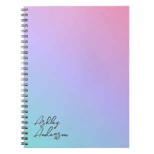 Leuke Girly Pastel Blauw Paarse Roze Monogram Naam Notitieboek