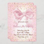 Leuke Girly Pink Bow Party Kaart (Voorkant / Achterkant)