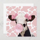 Leuke Girly Pink Bubblegum Blowing Koe (Voorkant / Achterkant)