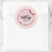 Leuke Girly Pink Sprinkles Aangepaste Naam Donut P Ronde Sticker (Tas)