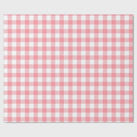 Leuke Girly Pink White Gingham Plaid Cadeaupapier (Vlak)