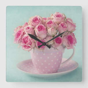 leuke, girly, sjofel, elegant, vintage, rozen, vierkante klok