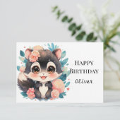 Leuke Girly Skunk Verjaardag Kaart (Staand voorkant)