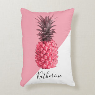 Leuke girly tropische roze en witte ananas decoratief kussen