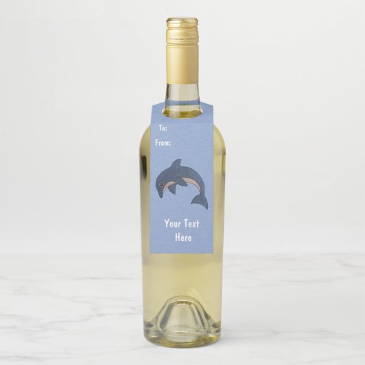 Leuke Glitterige Donkerblauwe Witte Jumping Dolfij Flessenhanger (Op fles)