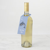 Leuke Glitterige Donkerblauwe Witte Jumping Dolfij Flessenhanger (Schuin)