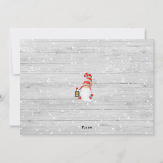 Leuke Gnome Custom Foto Rustieke Kerstmis Feestdagenkaart (Achterkant)