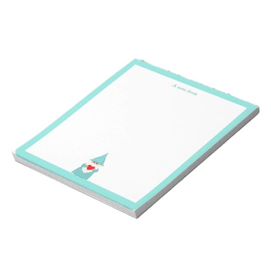 Leuke Gnome met Turquoise Lijst Eenvoudig Notitieblok (Gedraaid)