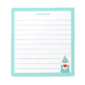 Leuke gnoom met turquoise Lijst gevoerd Notitieblok (Voorkant)