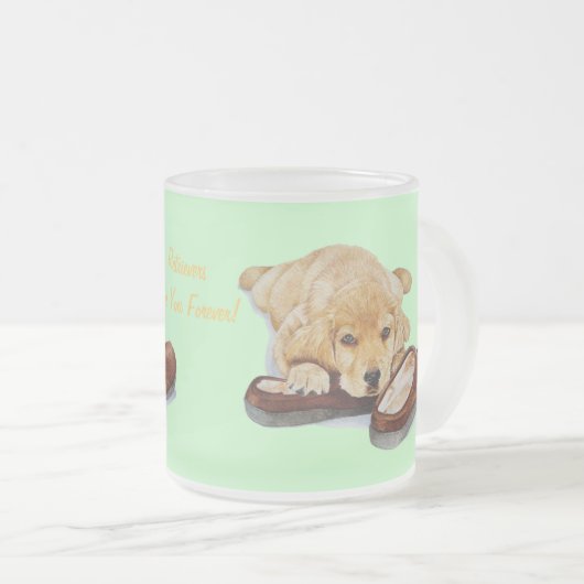 Leuke Golden Retriever Puppy Dog Met Slogan Matglas Koffiemok (Voorkant rechts)