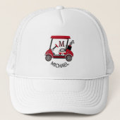 Leuke Golf Guy Winkelwagen Aangepaste Monogram Naa Trucker Pet (Voorkant)