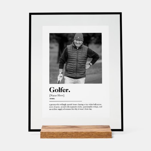 Leuke Golfer Dictionary Definitie met Aangepaste F Acryl Bord (Voorkant)