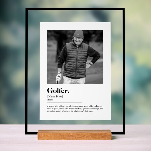 Leuke Golfer Dictionary Definitie met Aangepaste F Acryl Bord (Neutraal)