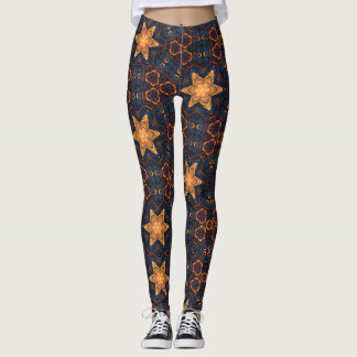 Leuke Gouden Bloem Sterren Blauw Zwart Leggings