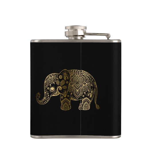 Leuke gouden Paisley olifant Heupfles (Achterkant)