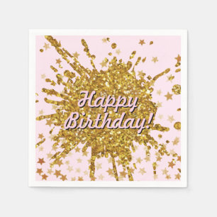Leuke gouden roze sparkle glitter graffiti verf st servet