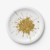 Leuke gouden sparkle glitter graffiti verf drup papieren bordje (Voorkant)